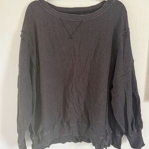 American Eagle Outfitters Women’s Charcoal Waffle Knit Top Pullover Size M